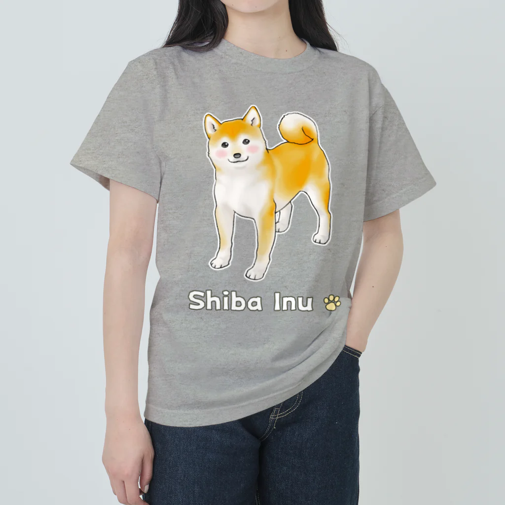 Shiba Inu Streetのちょっと照れている柴犬 Heavyweight T-Shirt