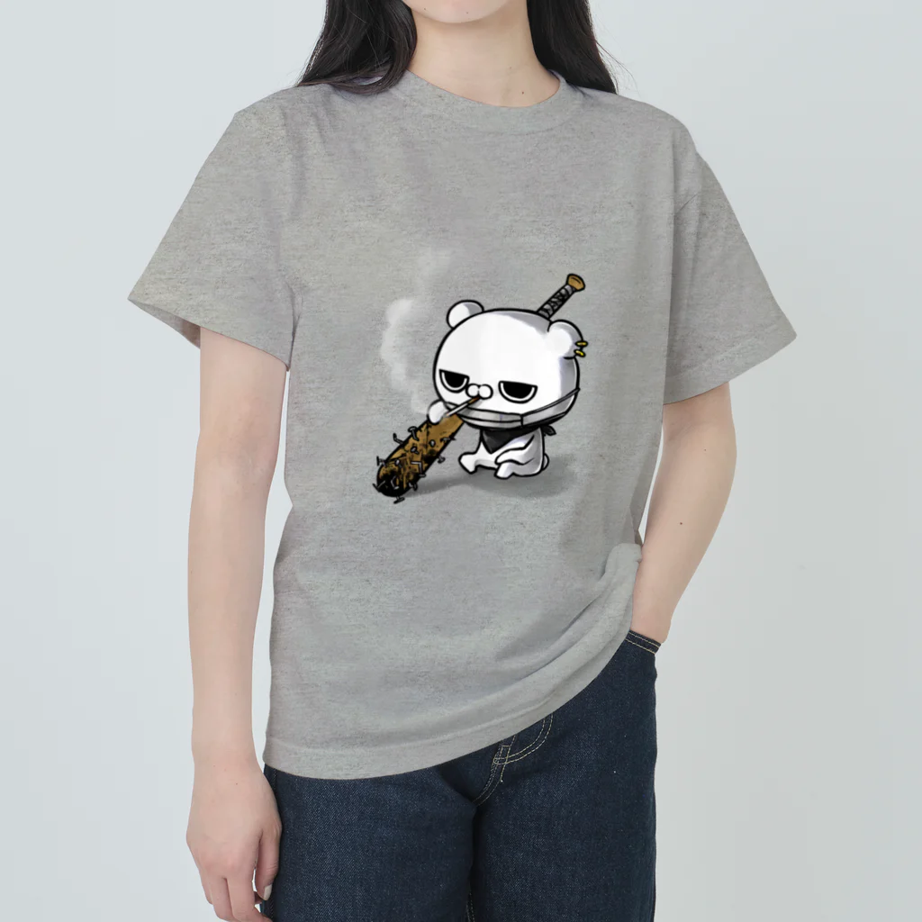 クレイジー闇うさぎSHOPのブチギレ毒舌くま(🚬) ヘビーウェイトTシャツ