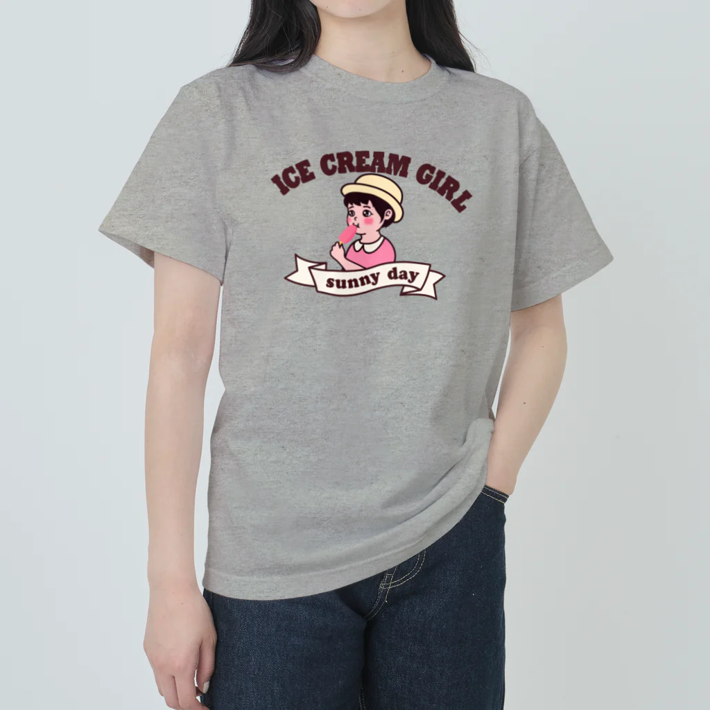 キッズモード某のアイスクリームガール(カラーVr) ヘビーウェイトTシャツ