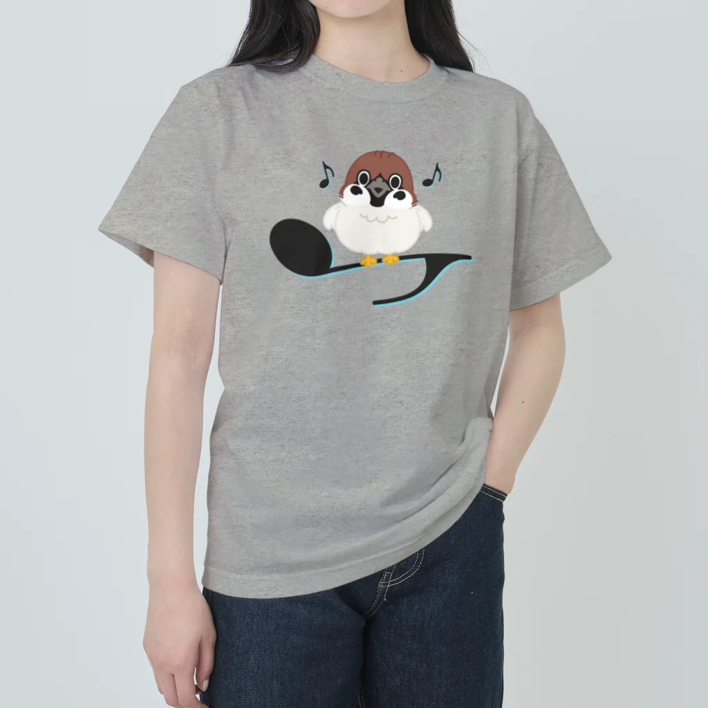 イラスト MONYAAT のスズメがちゅん B-L ヘビーウェイトTシャツ