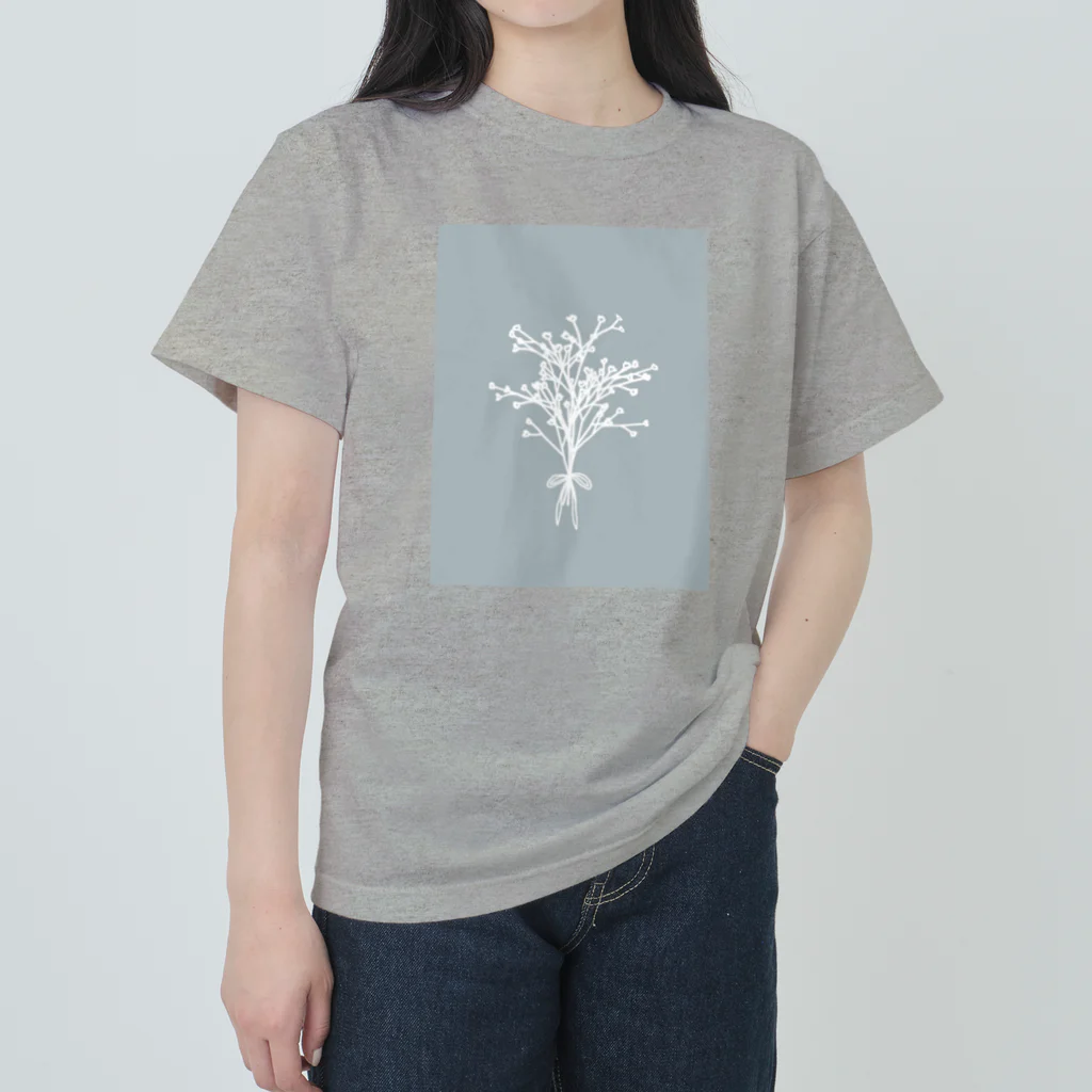 rilybiiのかすみ草ブーケ くすみブルーグリーン ヘビーウェイトTシャツ