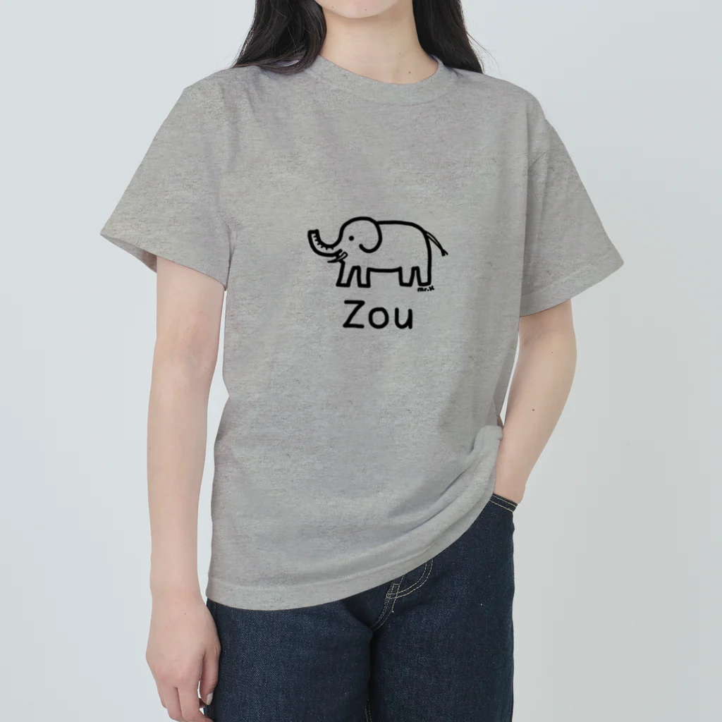 MrKShirtsのZou (ゾウ) 黒デザイン ヘビーウェイトTシャツ