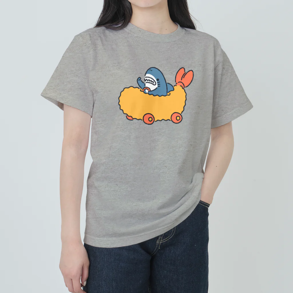 サメ わりとおもいのエビフライレーシングサメ ヘビーウェイトTシャツ