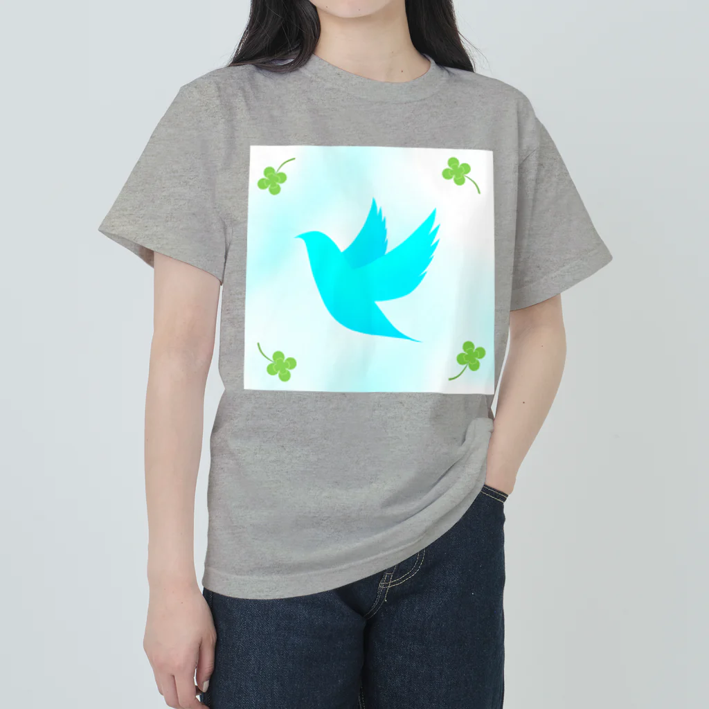 武者小路夕桐の青い鳥と四葉 ヘビーウェイトTシャツ