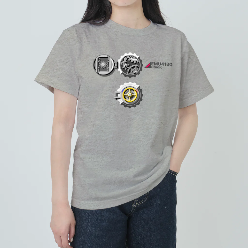 EMU4180の歯車デザイン5　ver.開＋閉（黄） Heavyweight T-Shirt