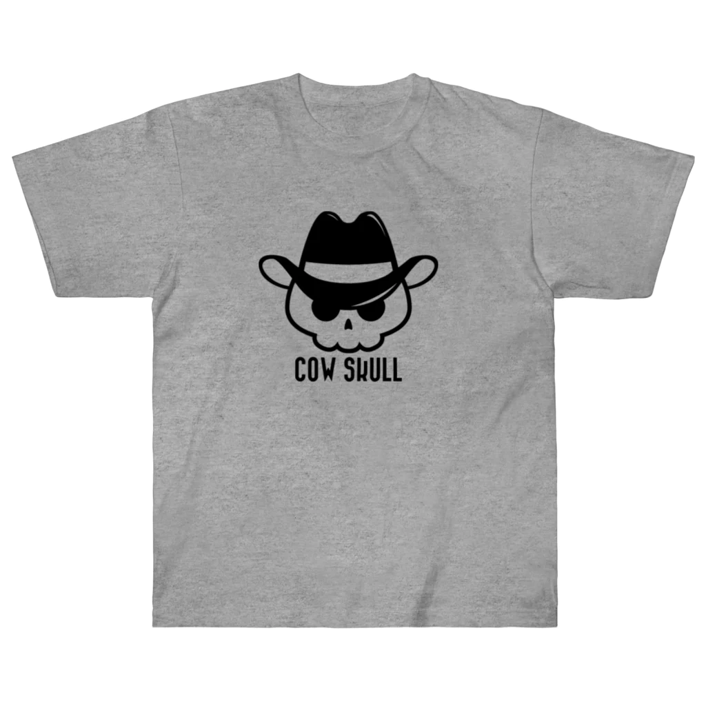 QUQU_WORKSのCOW SKULL テンガロンハットドクロ ブラック Heavyweight T-Shirt