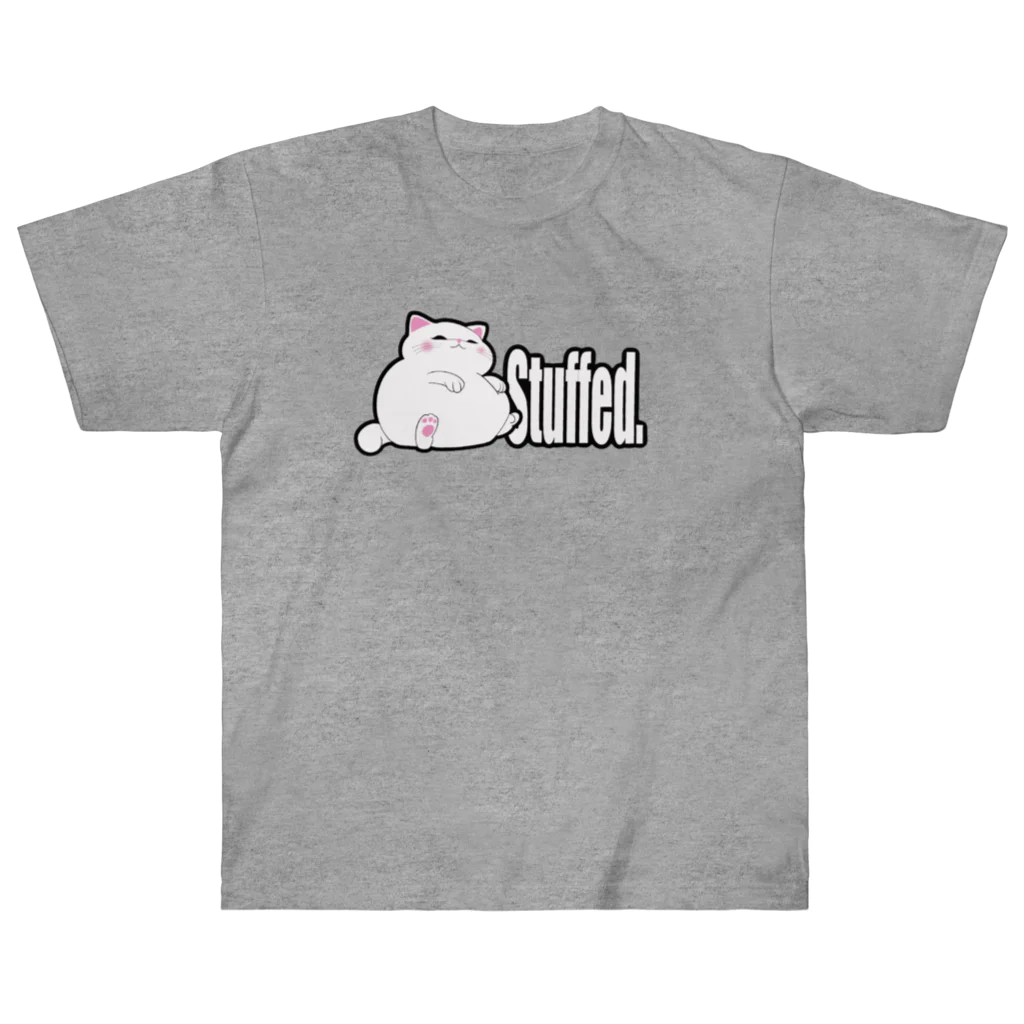 TMJ worksのぐうたら白猫。stuffed. ヘビーウェイトTシャツ