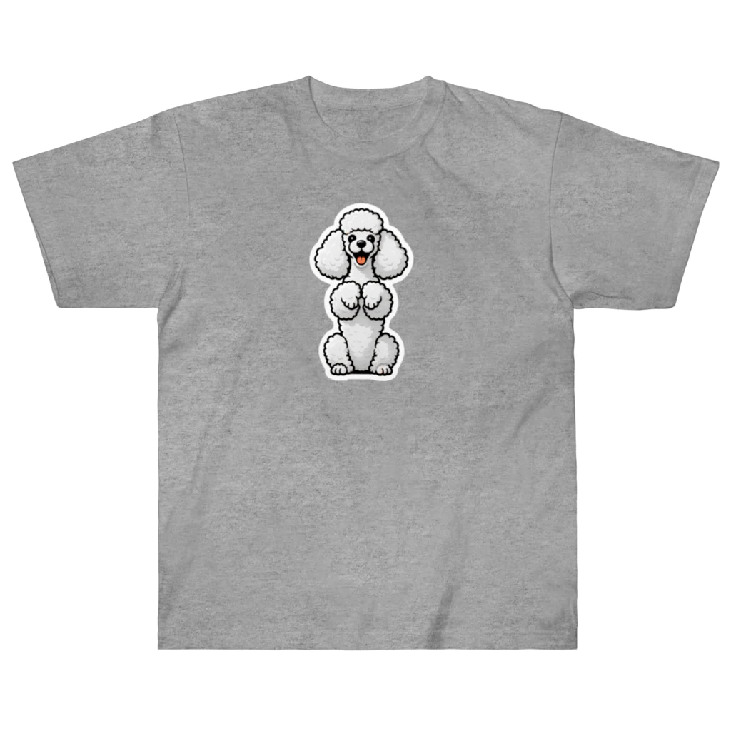 COCO SHOPのホワイトカラーのプードル（ちんちんポーズ） Heavyweight T-Shirt