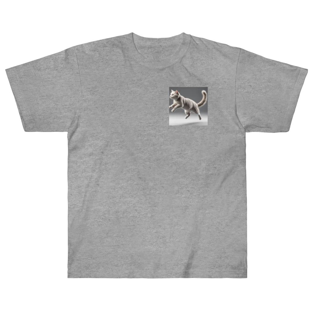 tanukidaifukuの猫ジャンプ ヘビーウェイトTシャツ