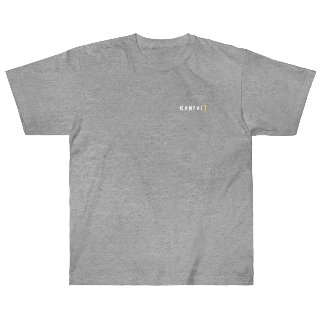 ビールとアート TM-3 Designの【両面プリント・左胸ロゴ入】名画 × BEER（浮世絵男女）白線画 Heavyweight T-Shirt