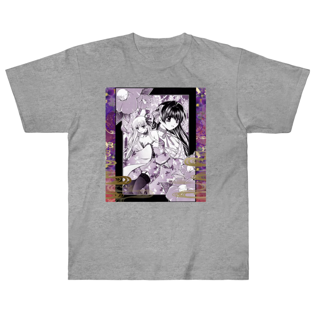 月蝕ざっか店＠SUZURIの和椿／Japanese Kimono Girls Heavyweight T-Shirt