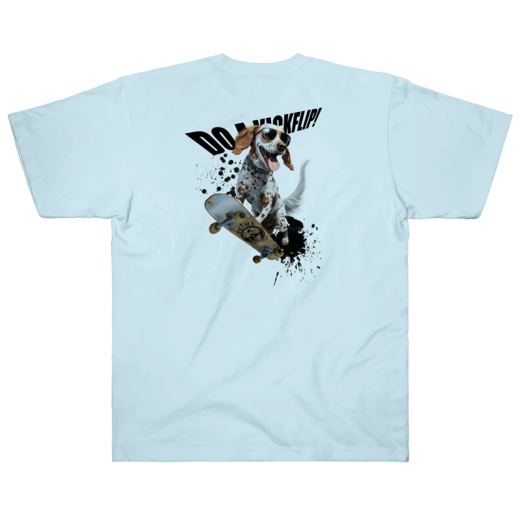 -BRIGHTS-のスケボー犬のDO A KICKFLIP!!ブラック Heavyweight T-Shirt