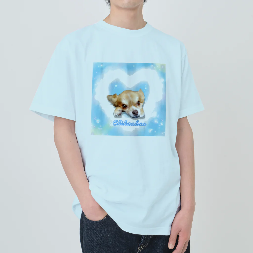 ガゥガゥちゃんの雲ハートとチワワ Heavyweight T-Shirt