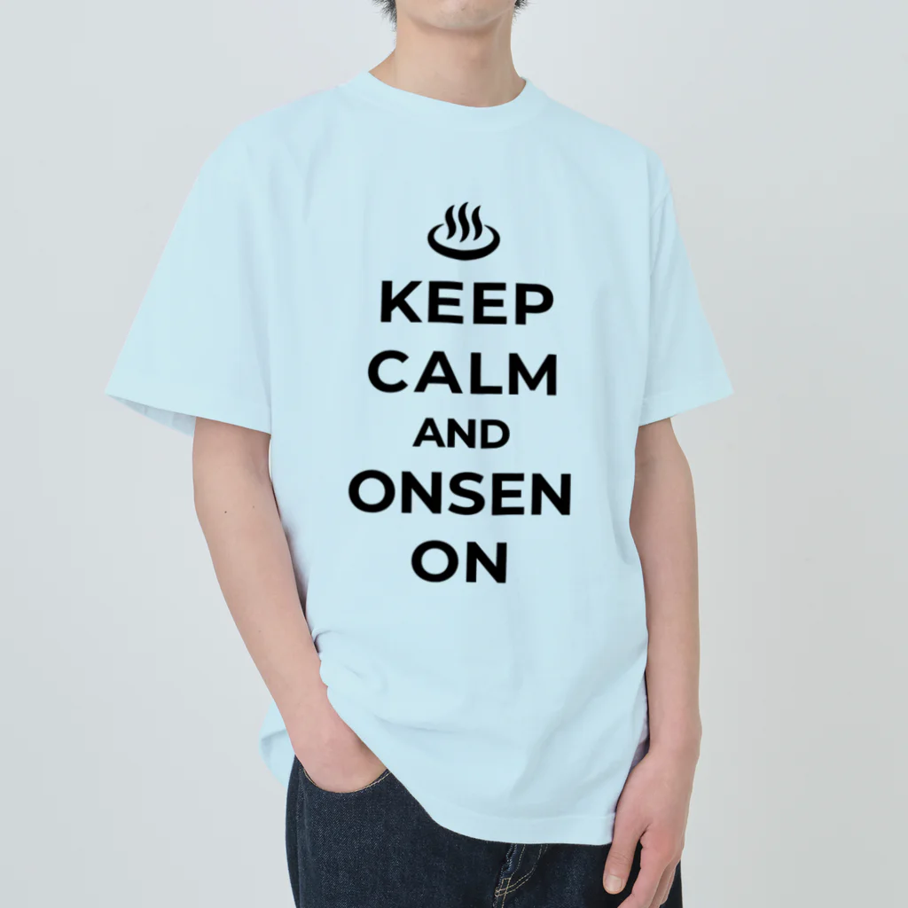 kg_shopのKEEP CALM AND ONSEN ON (文字ブラック) ヘビーウェイトTシャツ