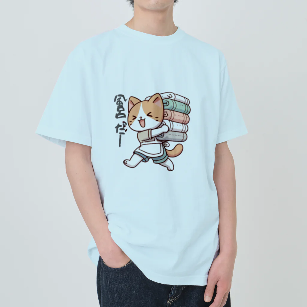 happyhoneyshoppeのにゃんこ介護士 ヘビーウェイトTシャツ