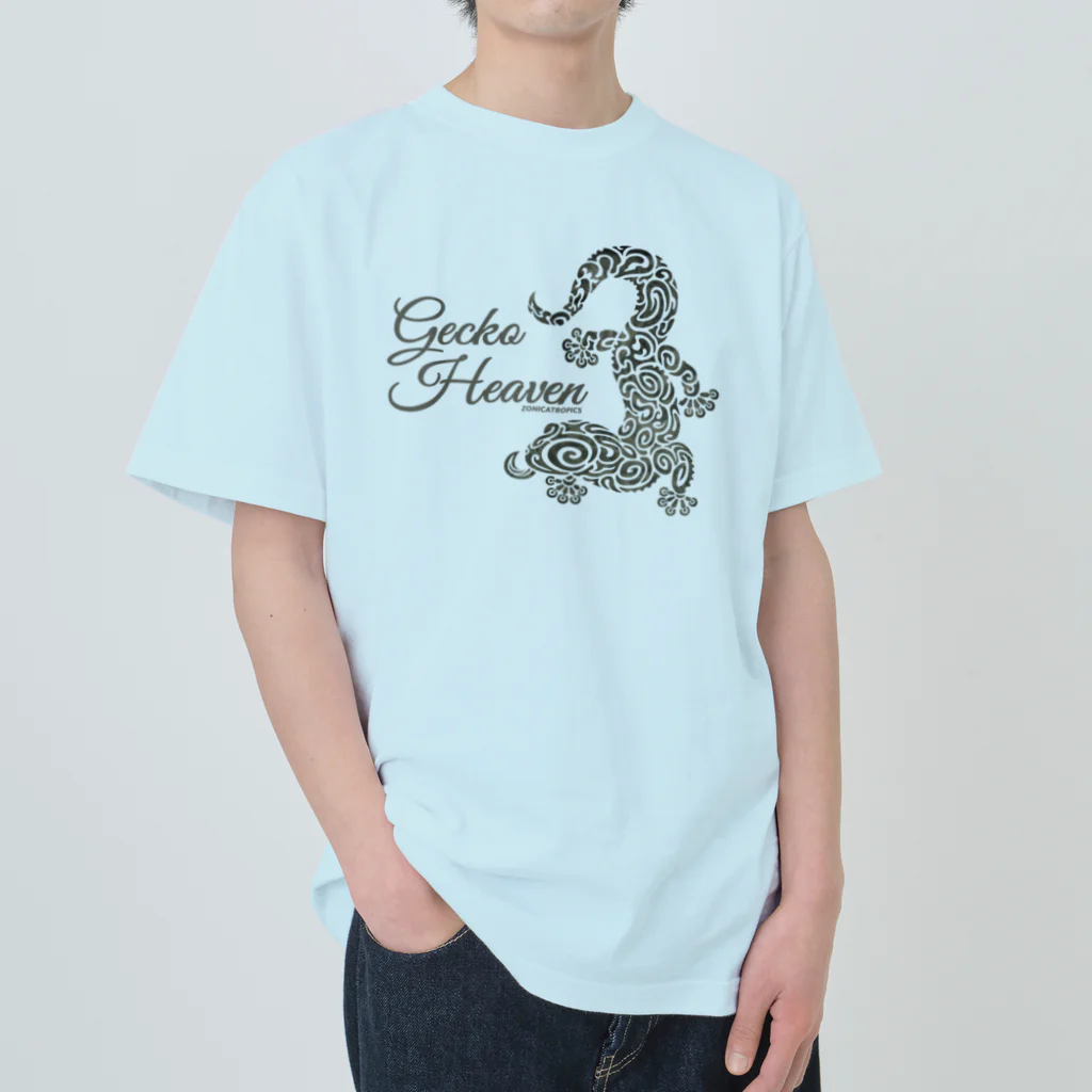 ZONICATROPICS / ゾニカトロピクスのGecko Heaven-ペロリなヤモリくん（ゴールドグレー） ヘビーウェイトTシャツ