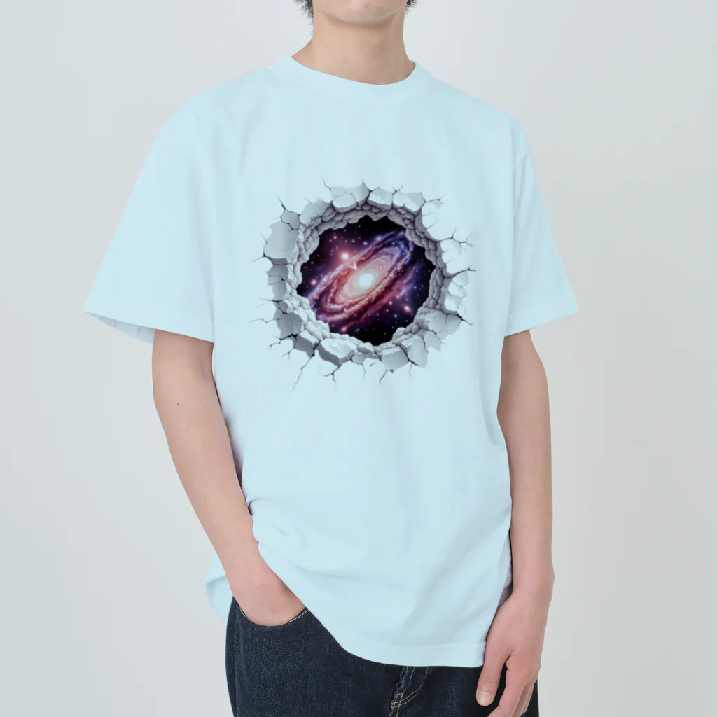 紅藤コミミズクのトリックアート「宇宙」 ヘビーウェイトTシャツ