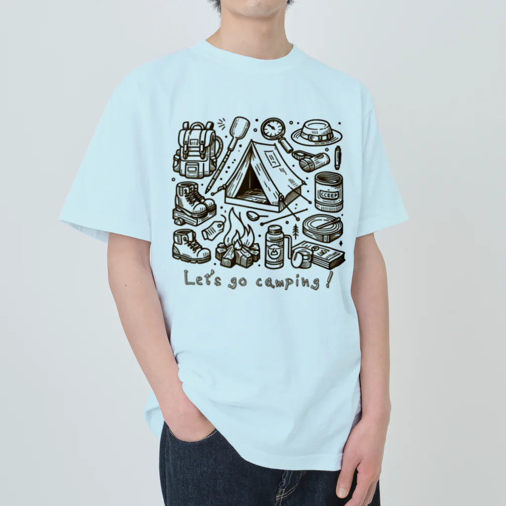 南国のキャンプに行こう！【Let's go camping!】 ヘビーウェイトTシャツ