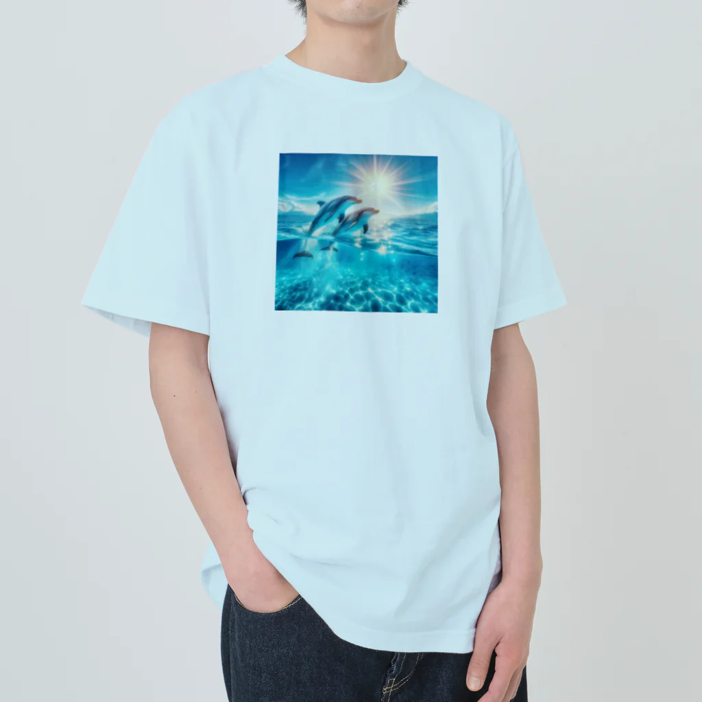 終わらない夢🌈の美しい海とイルカ🐬✨ Heavyweight T-Shirt