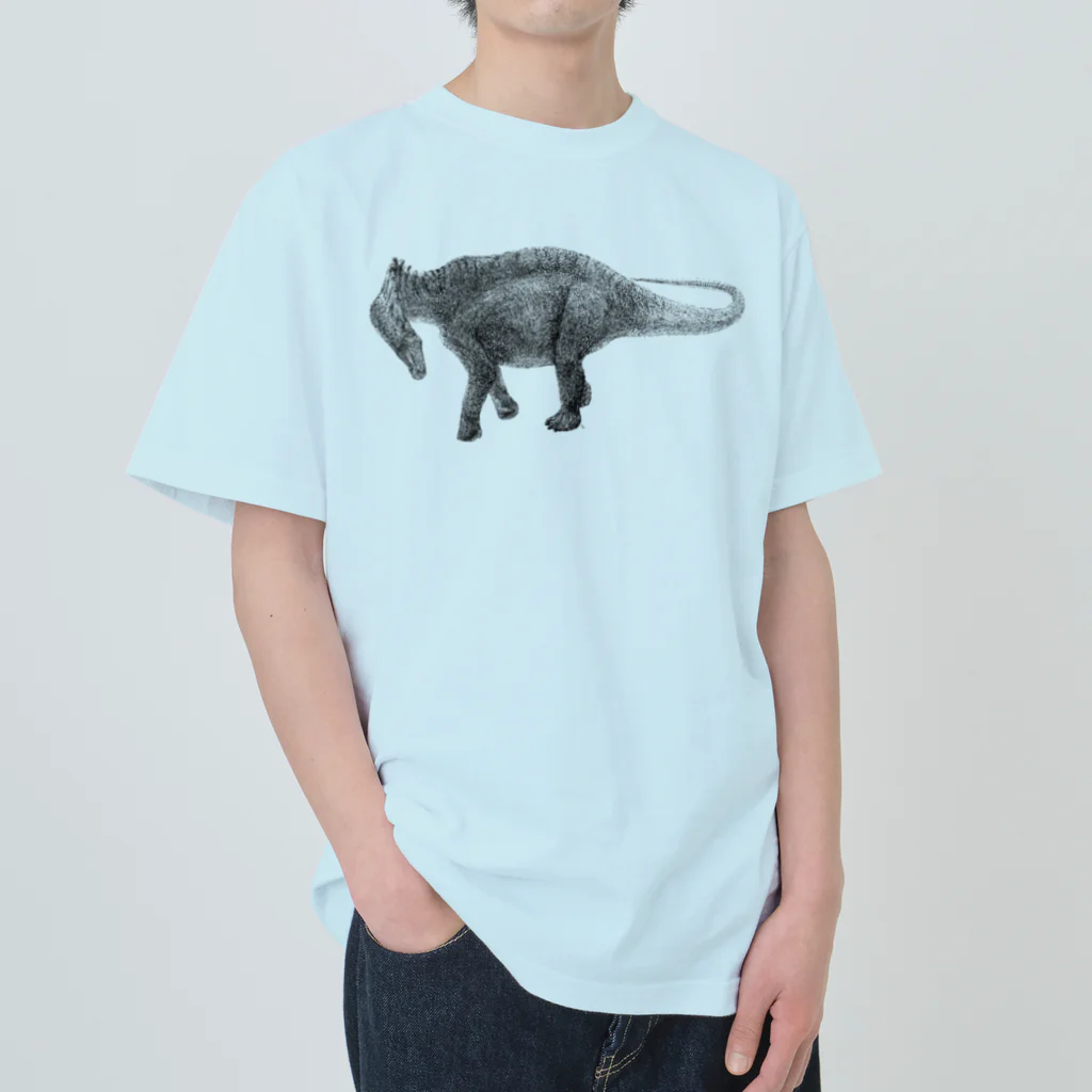 segasworksのAmargasaurus（白黒） ヘビーウェイトTシャツ