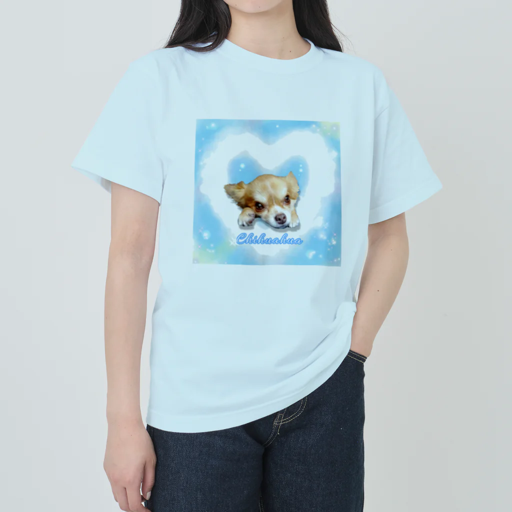 ガゥガゥちゃんの雲ハートとチワワ Heavyweight T-Shirt