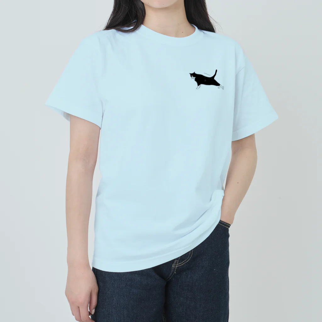 小鳥と映画館の伸びをするハチワレちゃん Heavyweight T-Shirt