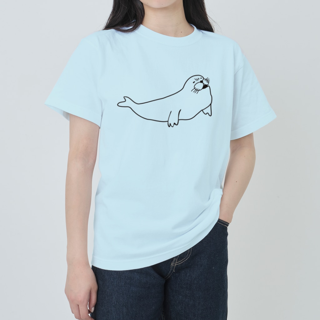 neconos Goodsのあざらしのひと（黒） Heavyweight T-Shirt