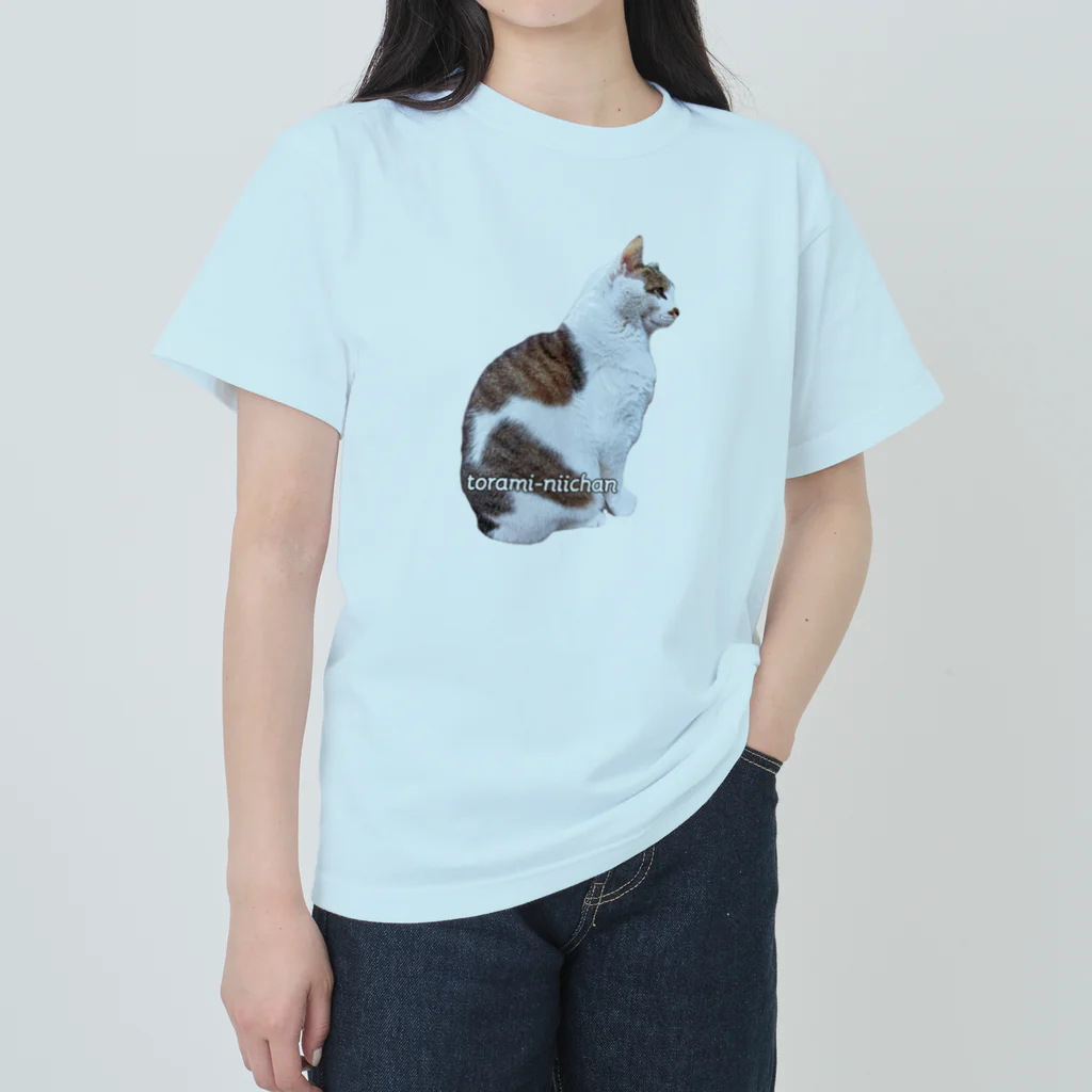 nekousagi*∩..∩のトラミ兄ちゃん自画像？ラベンダー【nekousagi*∩..∩ロゴ入り】 ヘビーウェイトTシャツ