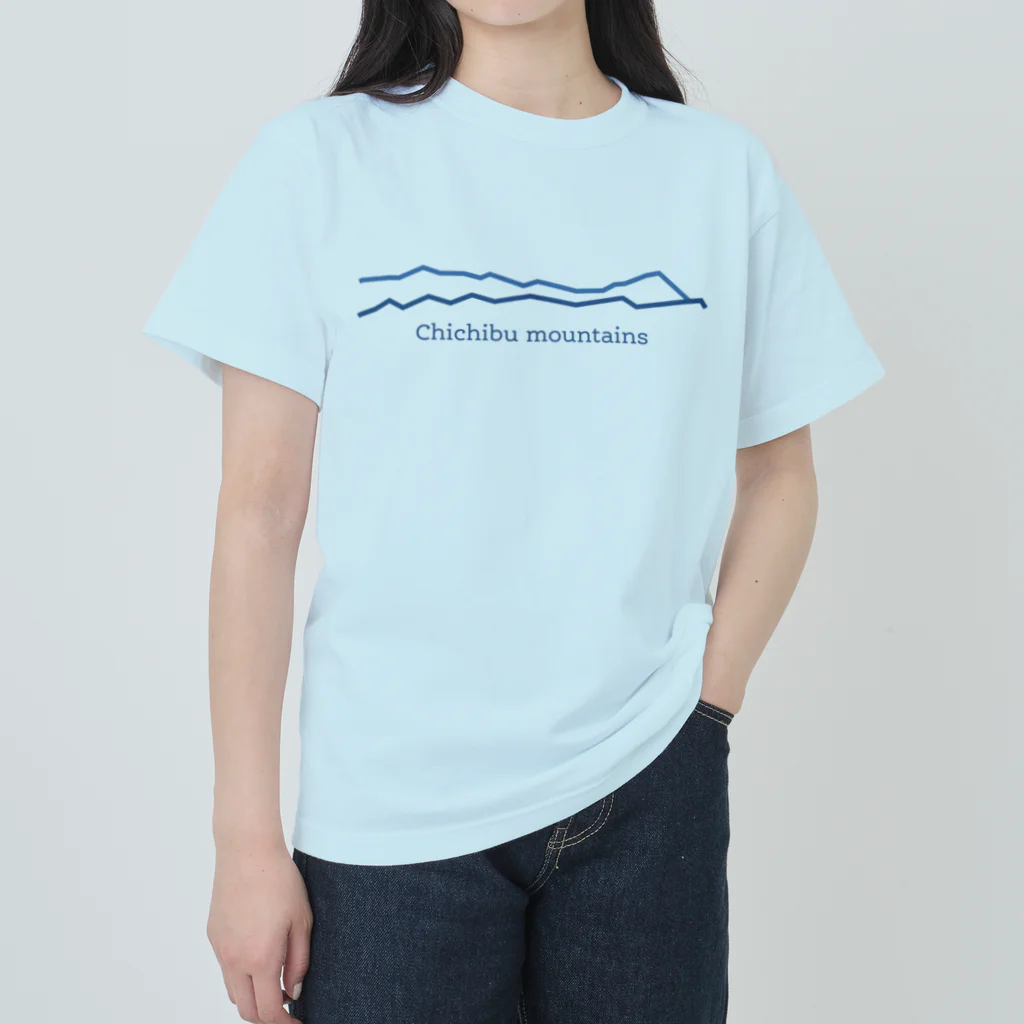 KAWAGOE GRAPHICSの川越から見た秩父の山々 Heavyweight T-Shirt