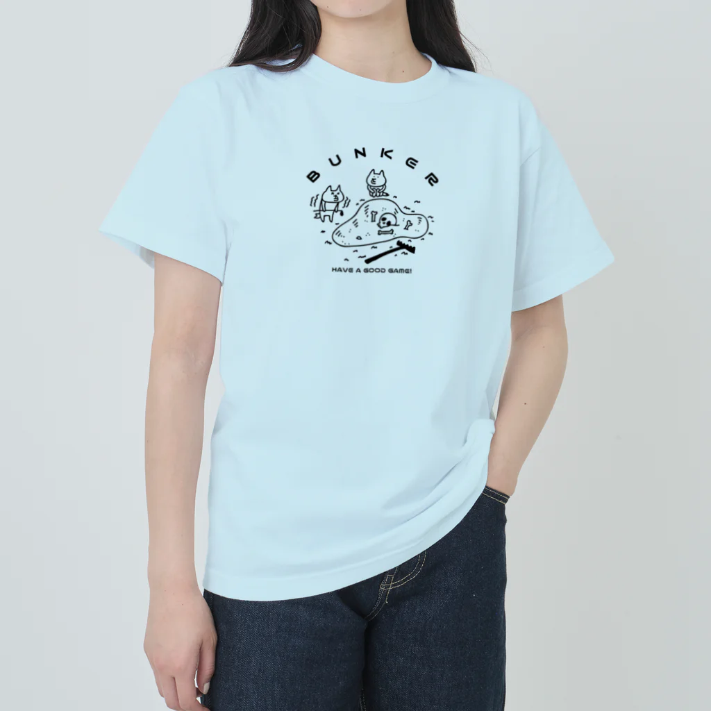 PokuStarのゴルフ　バンカーにガイコツ ヘビーウェイトTシャツ