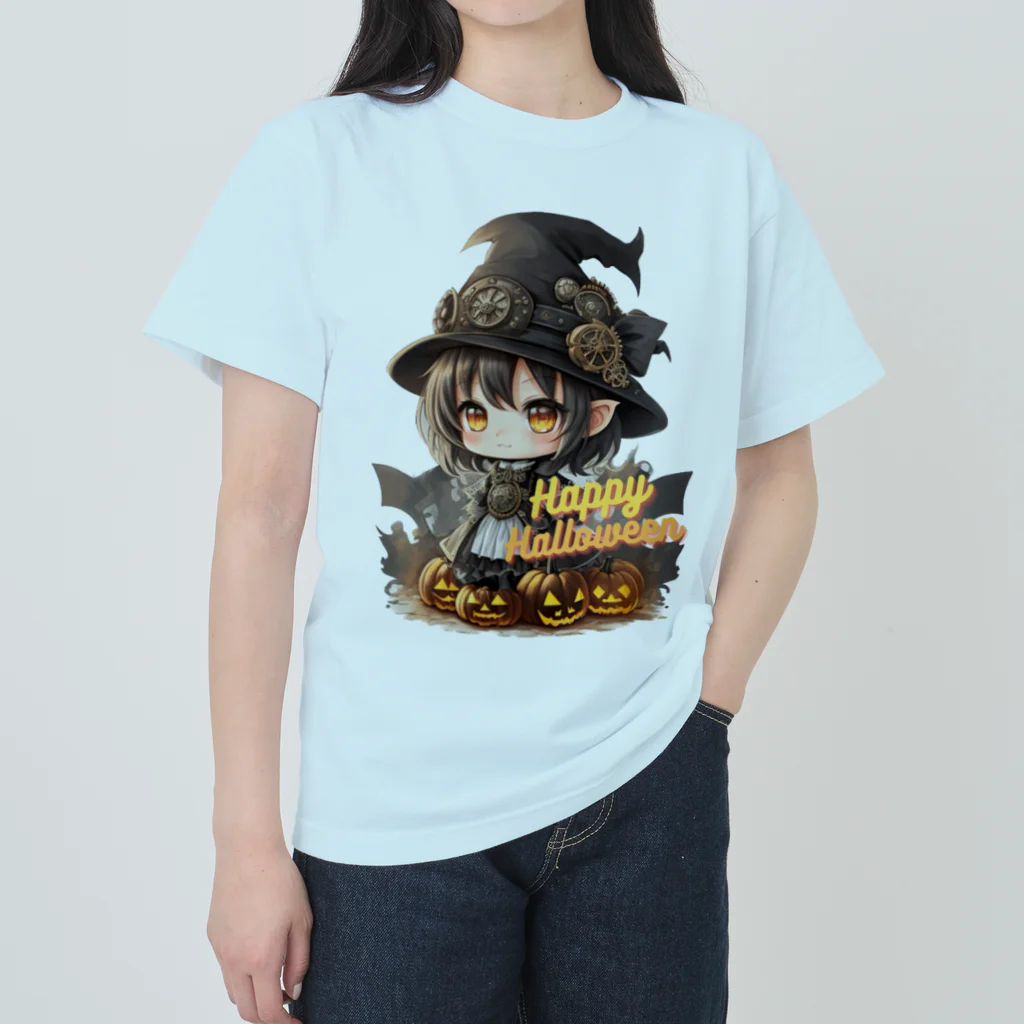 Design_Factory-Lのスチームパンク Girlハロウィンスタイル ヘビーウェイトTシャツ