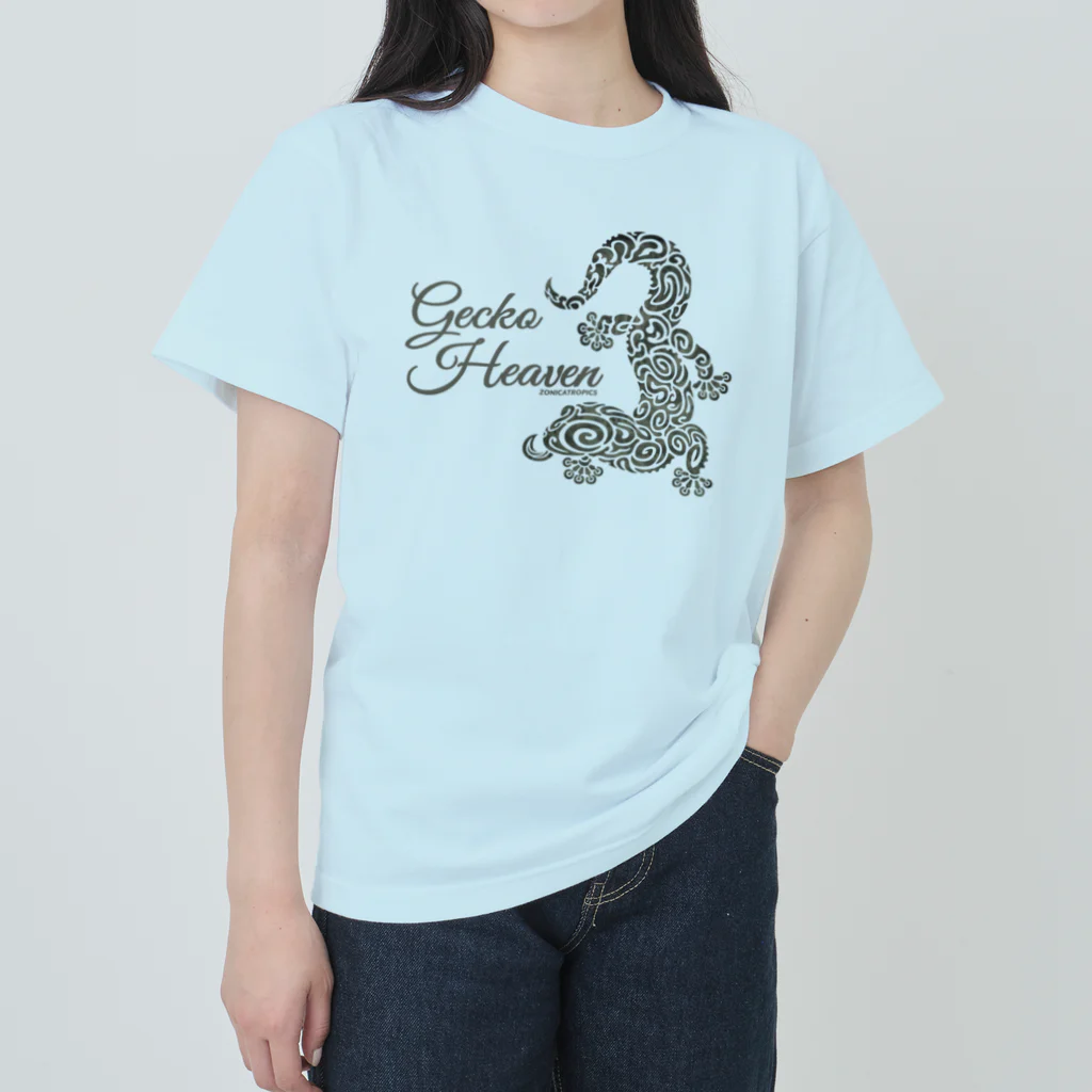 ZONICATROPICS / ゾニカトロピクスのGecko Heaven-ペロリなヤモリくん（ゴールドグレー） Heavyweight T-Shirt