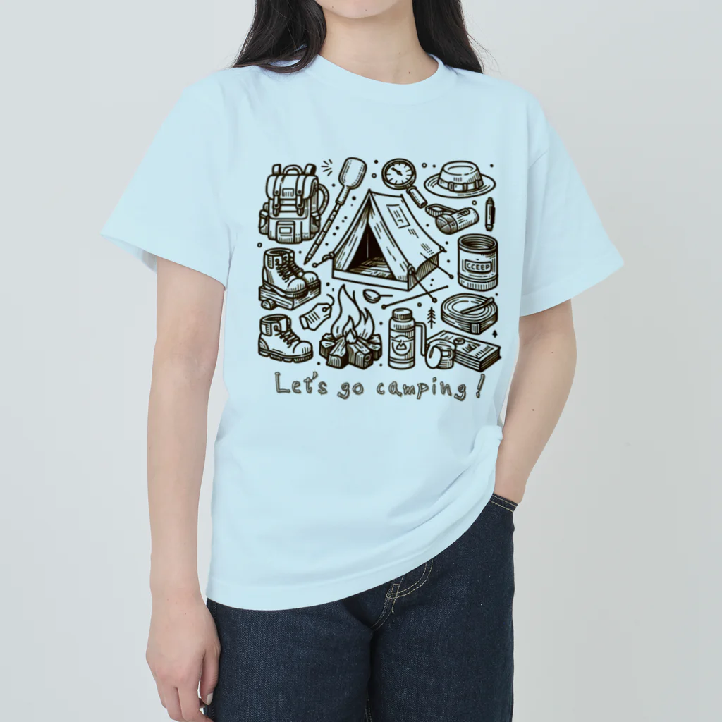 南国のキャンプに行こう！【Let's go camping!】 ヘビーウェイトTシャツ