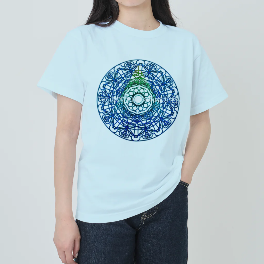 💖宇宙整体♪🌈♪こころからだチャンネル♪💖の宇宙曼荼羅　〜the body is connected〜 ヘビーウェイトTシャツ