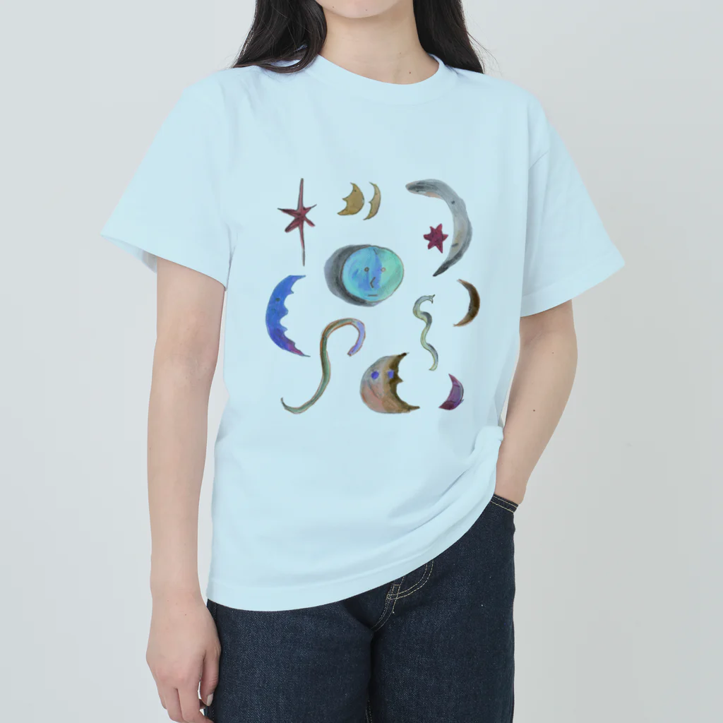 きたのかんむりの水彩どろーいんぐ：月 Heavyweight T-Shirt