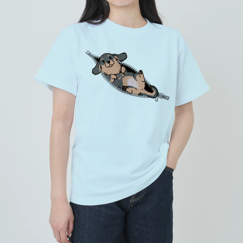 真希ナルセ（マキナル）のジッパーからあふれるダックス（ブラタン） ヘビーウェイトTシャツ