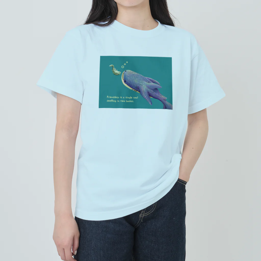 ari designのジンベイザメとコバンザメ ヘビーウェイトTシャツ