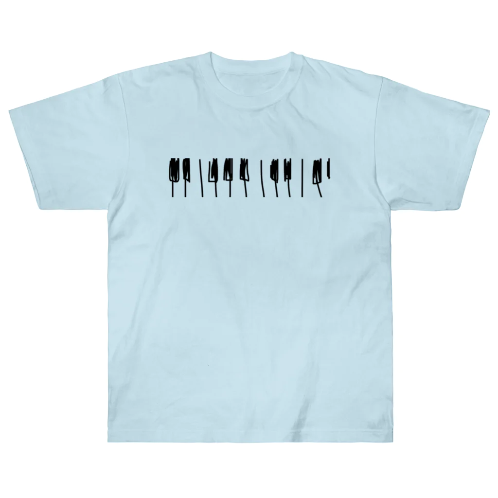 Naa Piano Music (ピアノデザインコレクション)の🎼 ピアノ 鍵盤　(モノクロデザインver.) Heavyweight T-Shirt