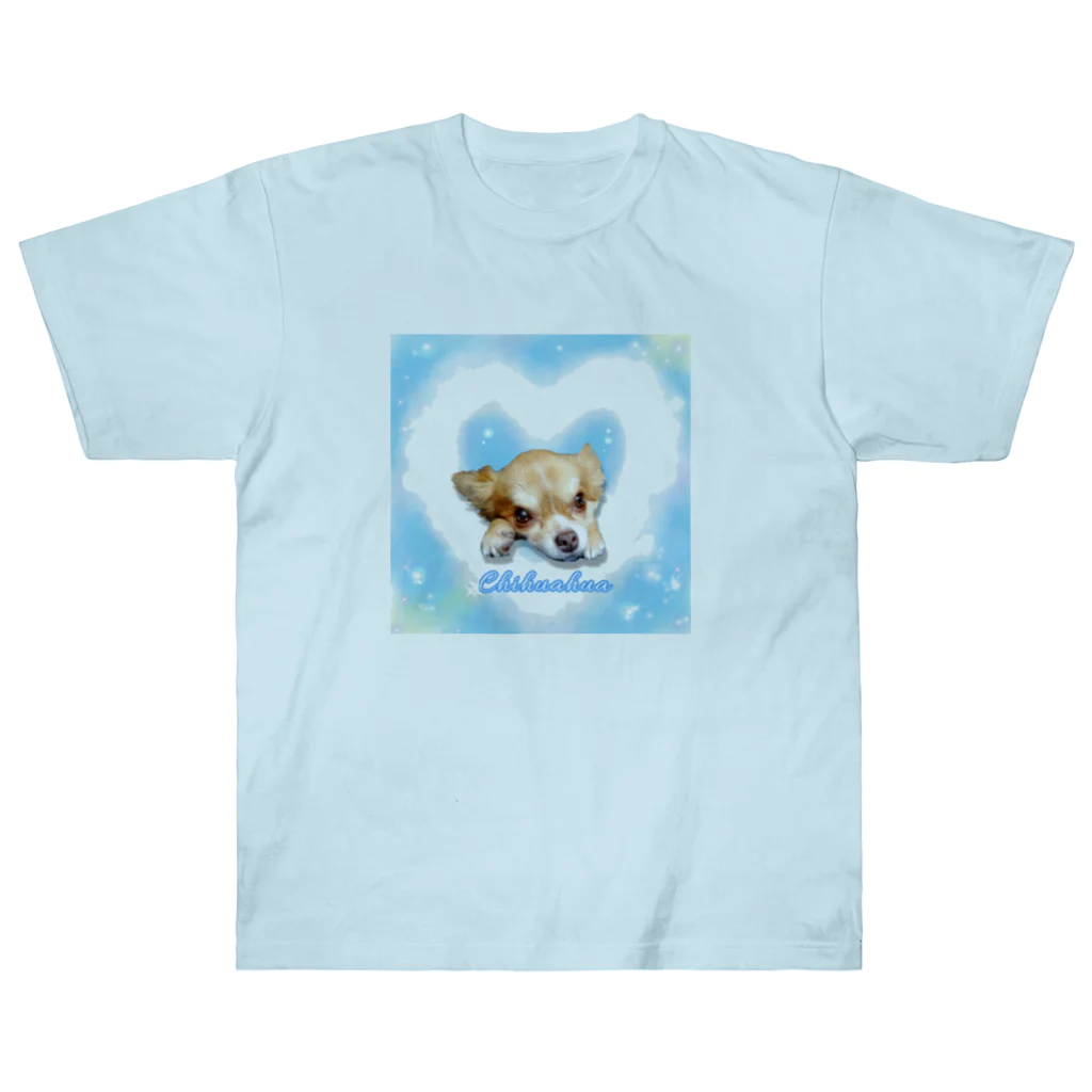 ガゥガゥちゃんの雲ハートとチワワ Heavyweight T-Shirt