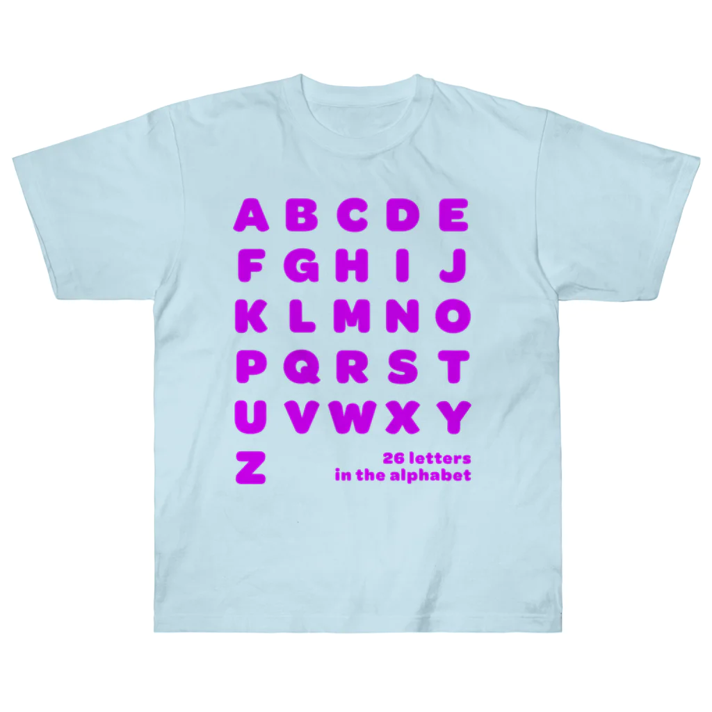PyriteDesignの26 letters in the alphabet【Tshirt】【Design Color : Pink】【Design Print : Front】 ヘビーウェイトTシャツ