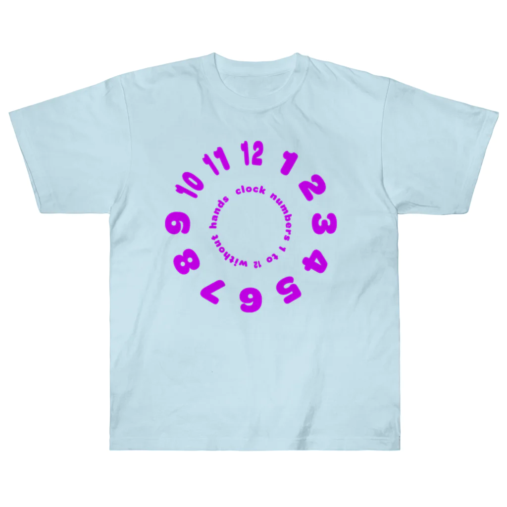 PyriteDesignのclock numbers 1 to 12 without hands【Tshirt】【Design Color : Pink】【Design Print : Front】 ヘビーウェイトTシャツ
