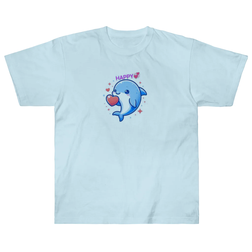 終わらない夢🌈の可愛いイルカちゃん🐬💞 ヘビーウェイトTシャツ