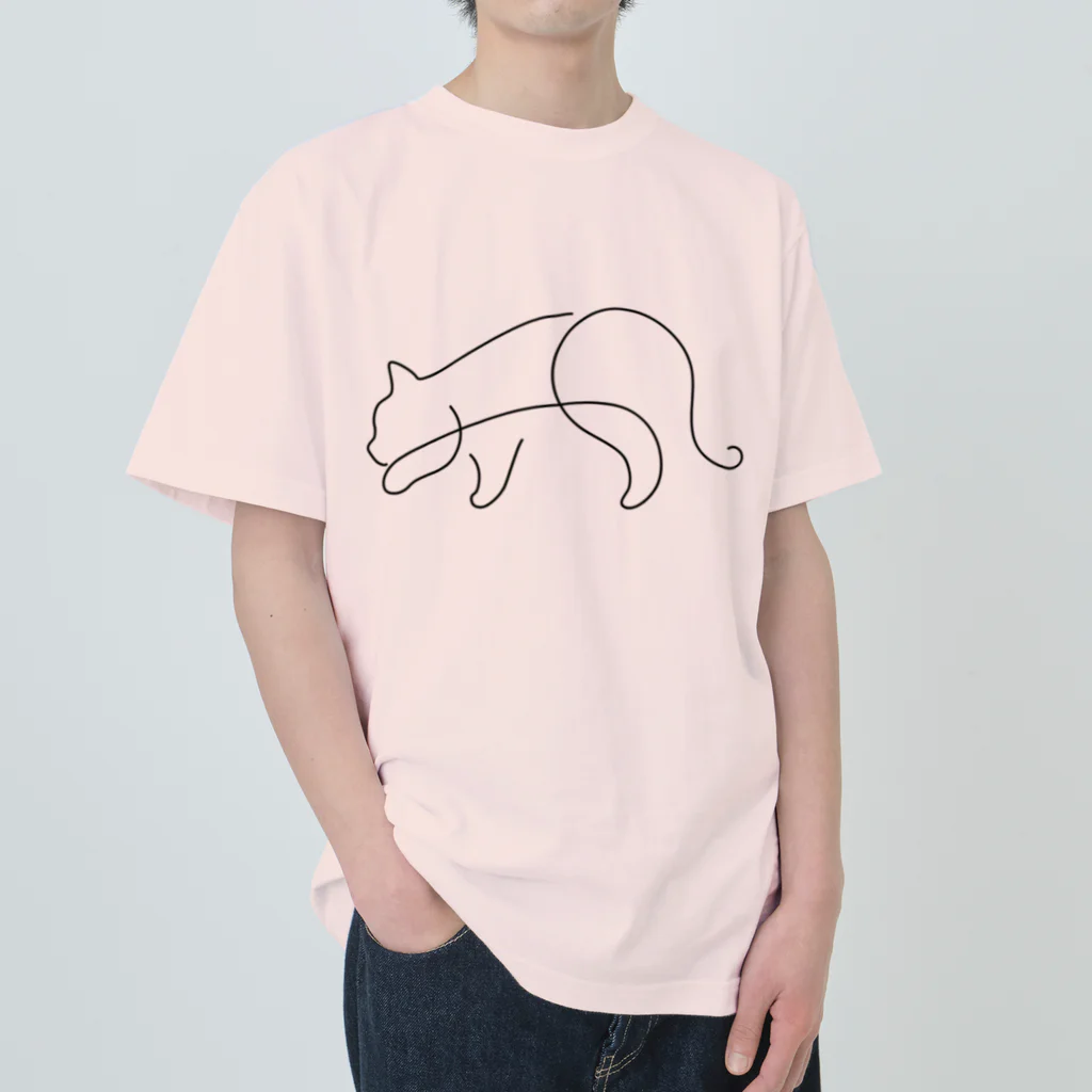 レイにーの忍び歩きシンプル黒猫 ヘビーウェイトTシャツ