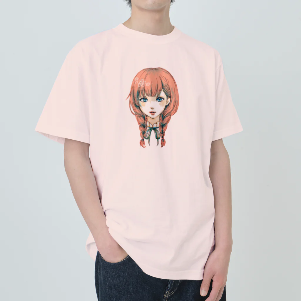 🐶シュナといろいろ🎨の三つ編み女の子 Heavyweight T-Shirt