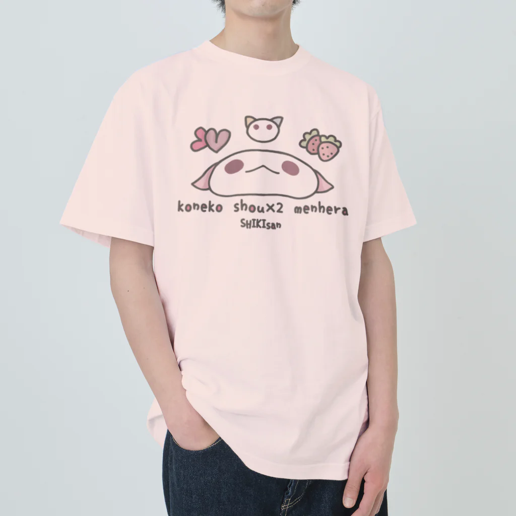 itsuto-こねこしょうしょうめんへらの「しきさんふぇいす」 Heavyweight T-Shirt