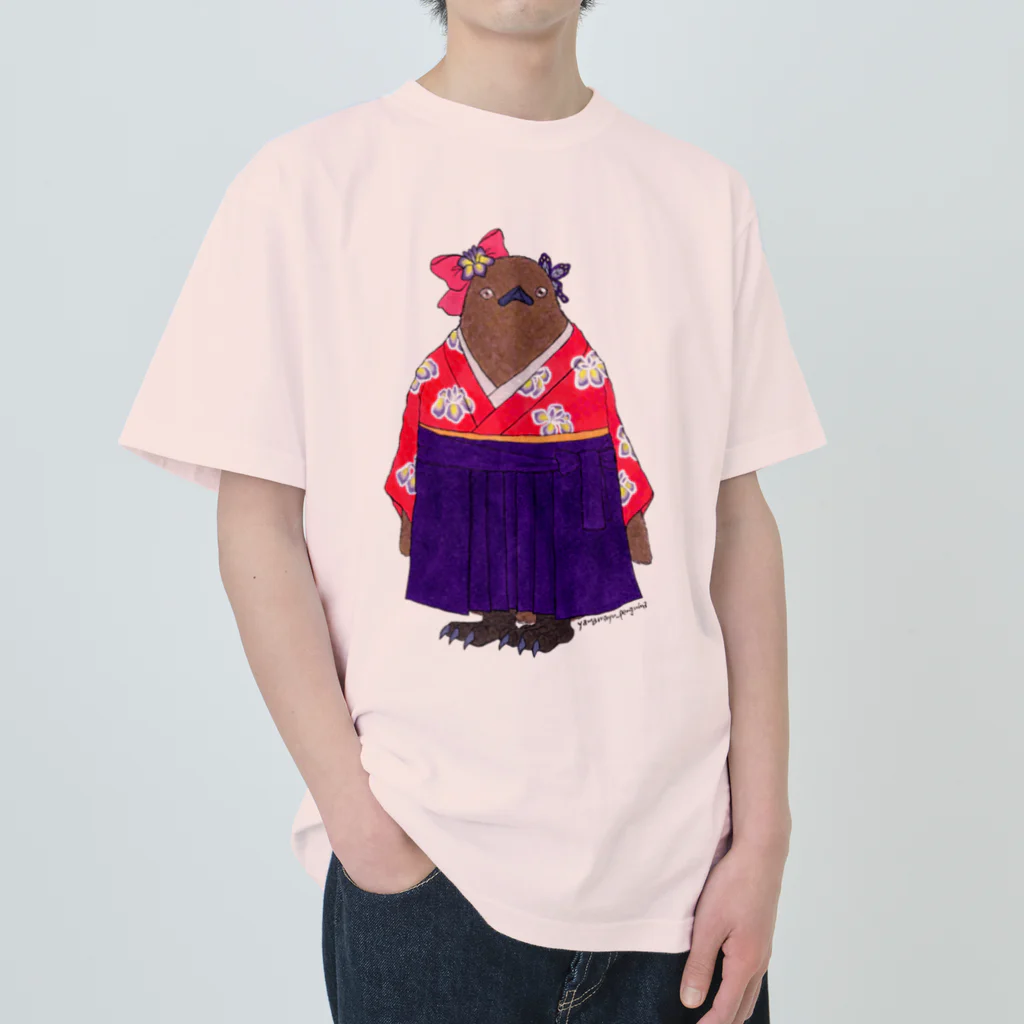 ヤママユ(ヤママユ・ペンギイナ)の着物ぺんぎんーいずれはキングヒナか杜若ー Heavyweight T-Shirt