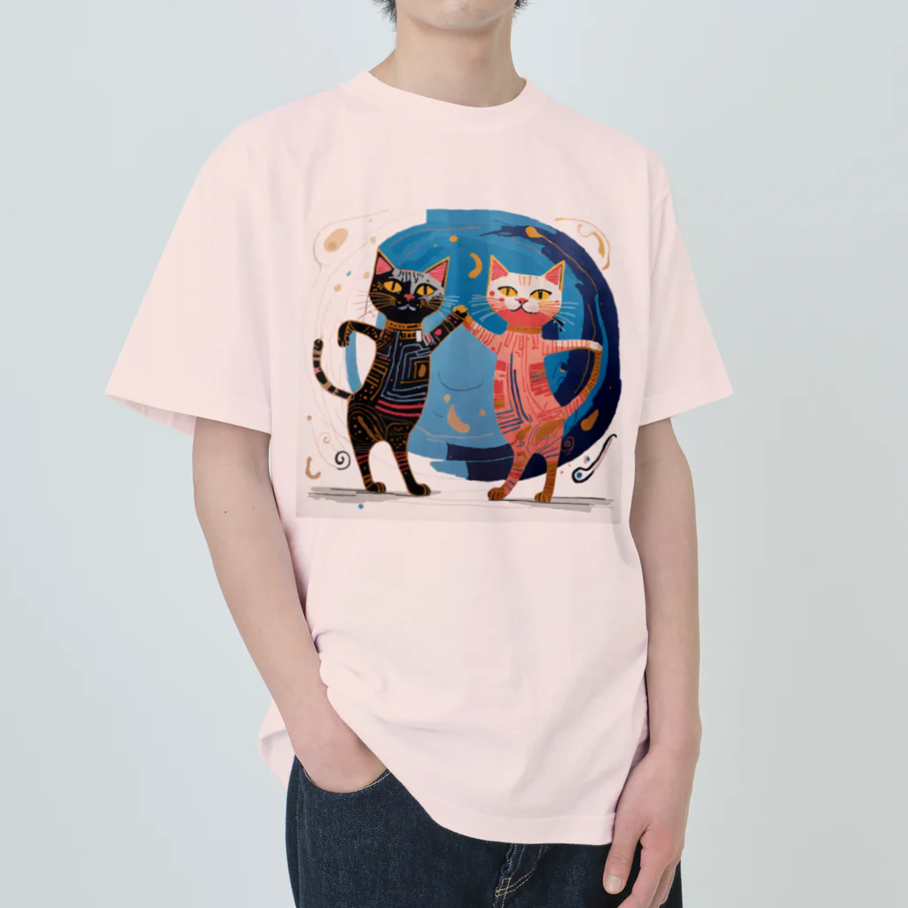 猫魚鳥時々犬等 arte♡のSuccessful Cats ♡ ヘビーウェイトTシャツ