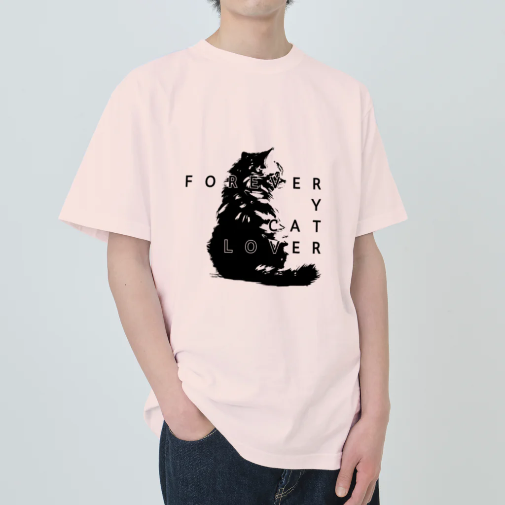 chubby the catのforever y cat lover (monochrome) Heavyweight T-Shirt