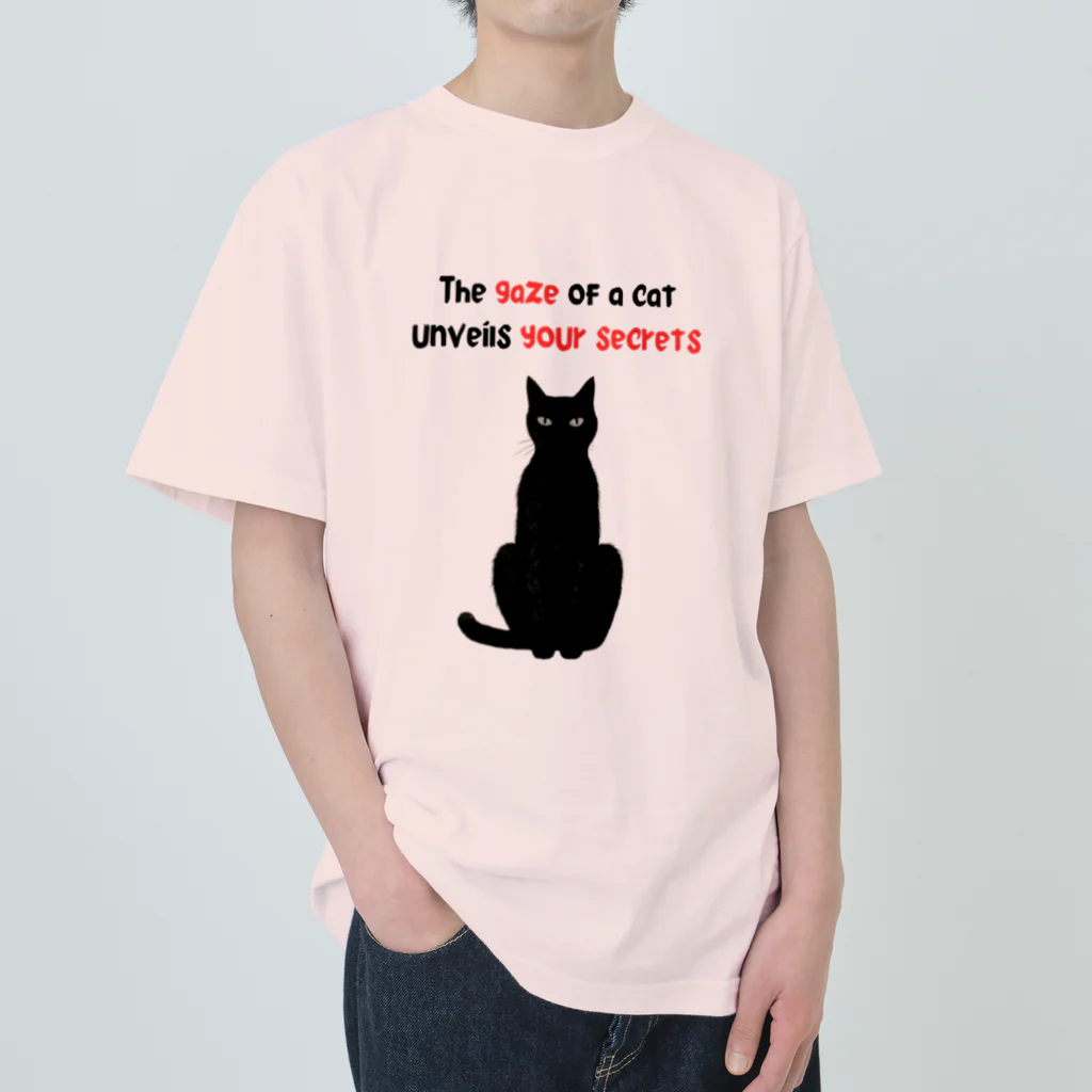 chubby the catのgaze of a cat ヘビーウェイトTシャツ