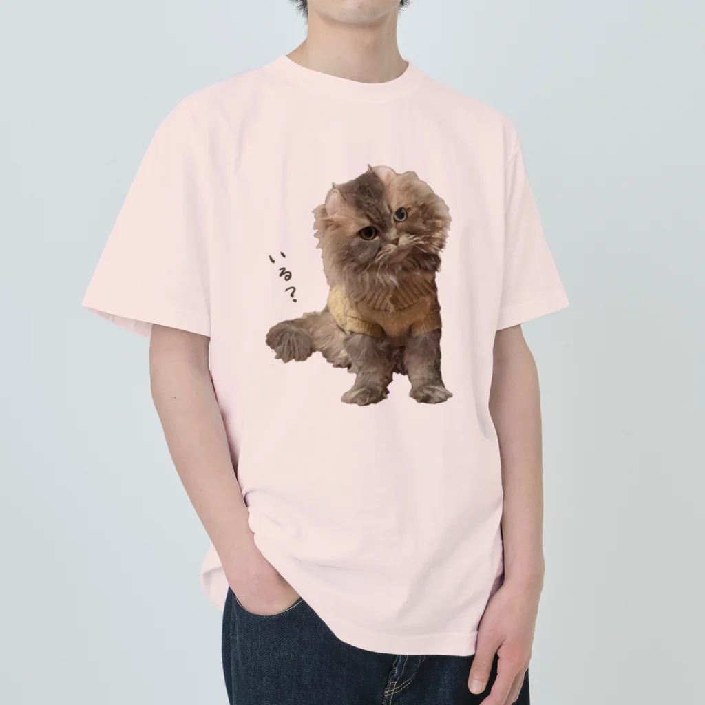 hoimisoの不服そうなペシャンコ猫のあおたろ（ひらがなver.その2） Heavyweight T-Shirt